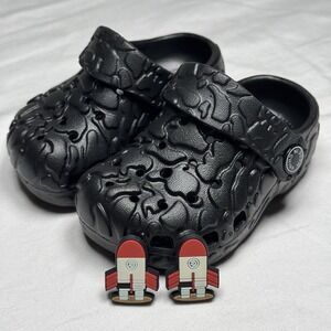 Black Camo Clogs Kids Size 4 Toddler Slip On Sandals W Rocket Charms